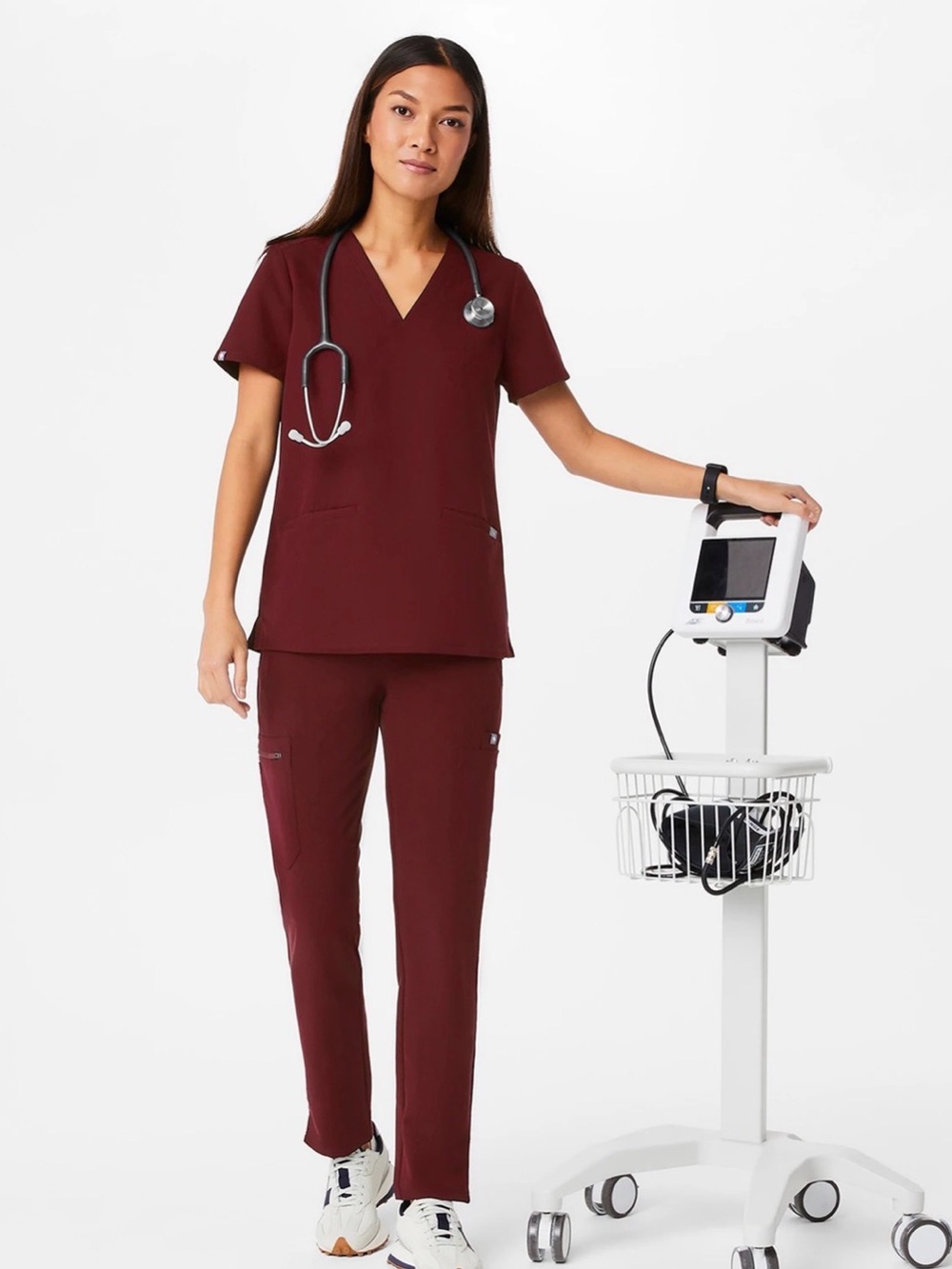 Figs Women's Scrub Set in Burgundy